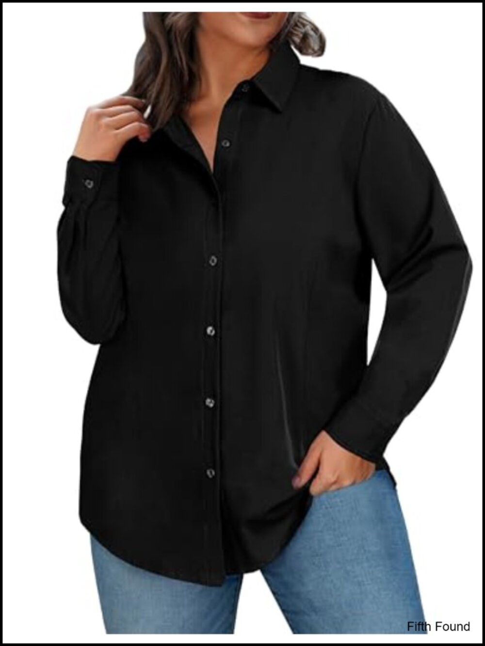 Plus Size Long Sleeve Button Down Shirt Blouse Office Work Top